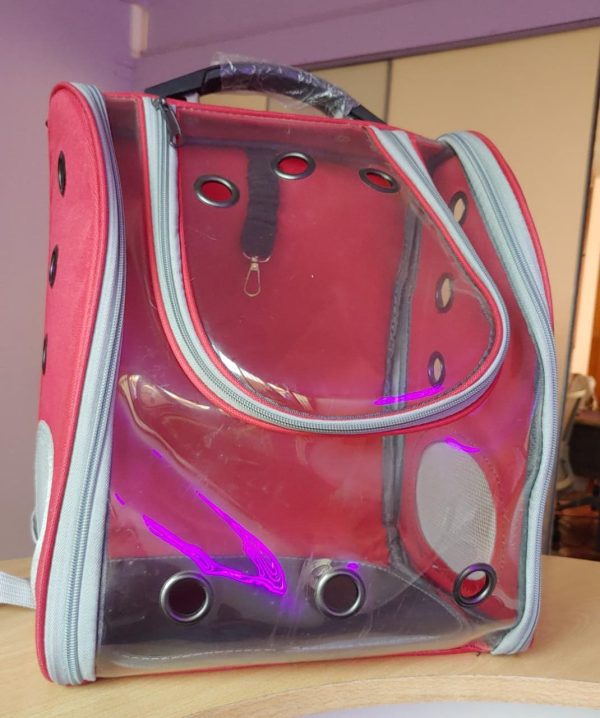 Mochila para gatos TRANSPARENTE ROJA