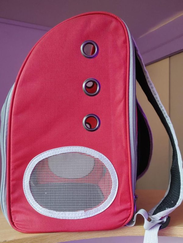 Mochila para gatos TRANSPARENTE ROJA - Imagen 2