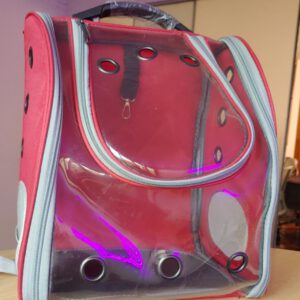 Mochila para gatos TRANSPARENTE ROJA