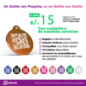 Plaquita con Código QR 10 colores disponibles.